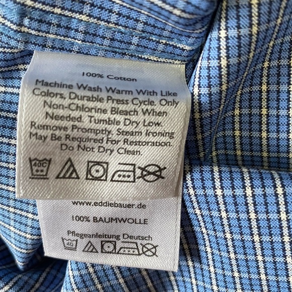 Eddie Bauer Mens Blue Cotton Lightweight Wrinkle Free Relaxed Fit Shirt- Sz-L - Picture 10 of 15